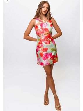 Anthropologie Hutch Ren dress in mint watercolor pastel orchids